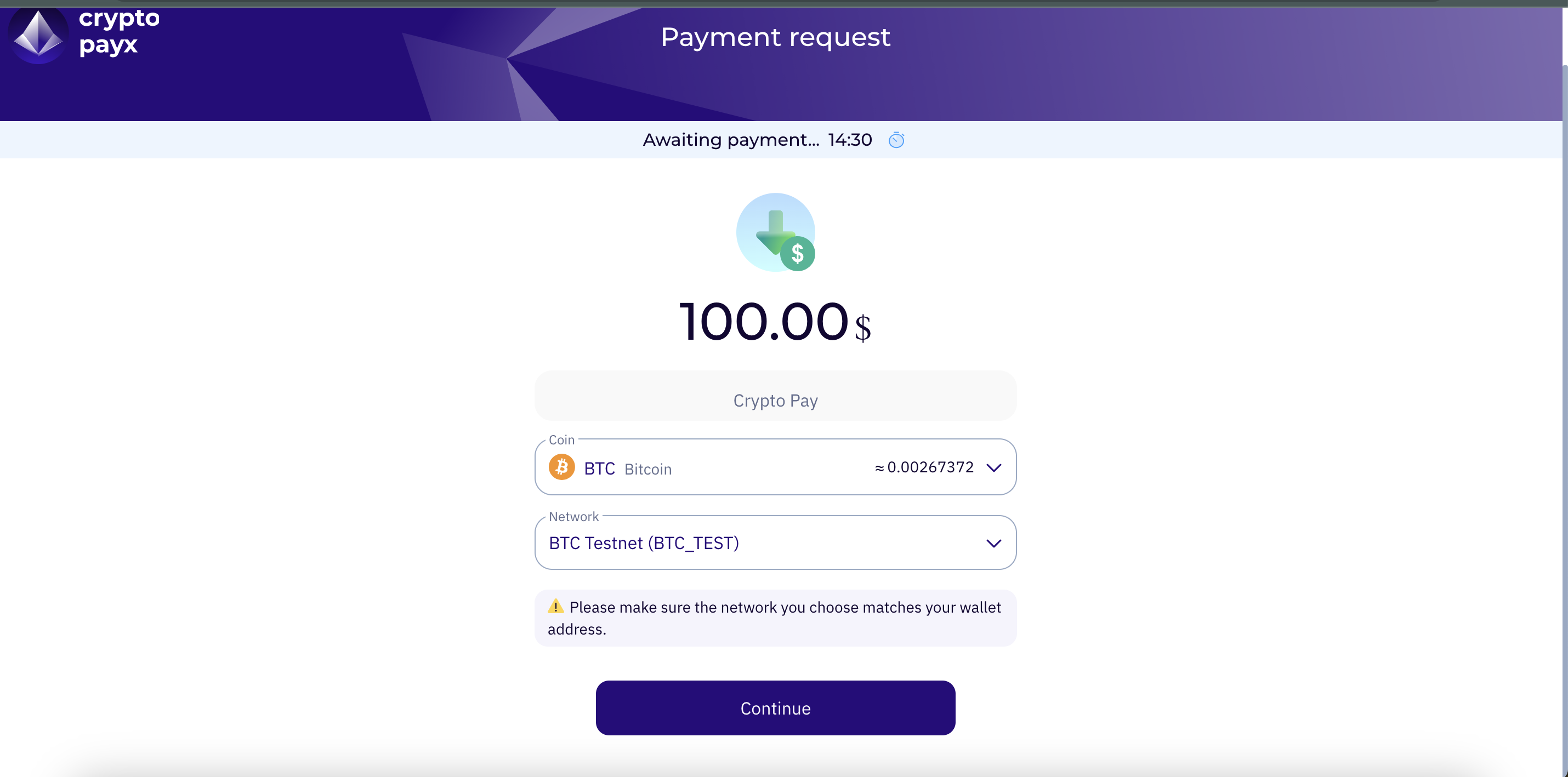 Payment request page