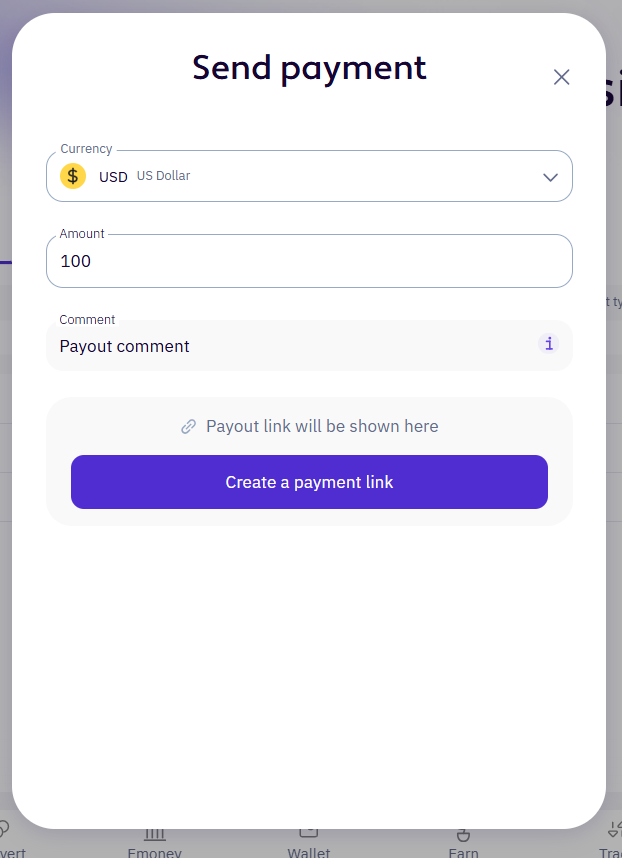 Payout payment page