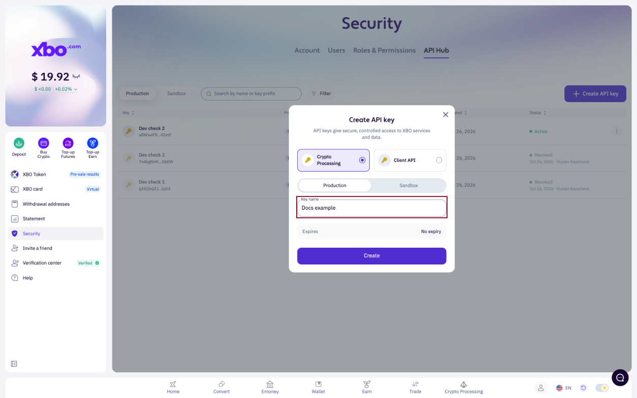 New API key